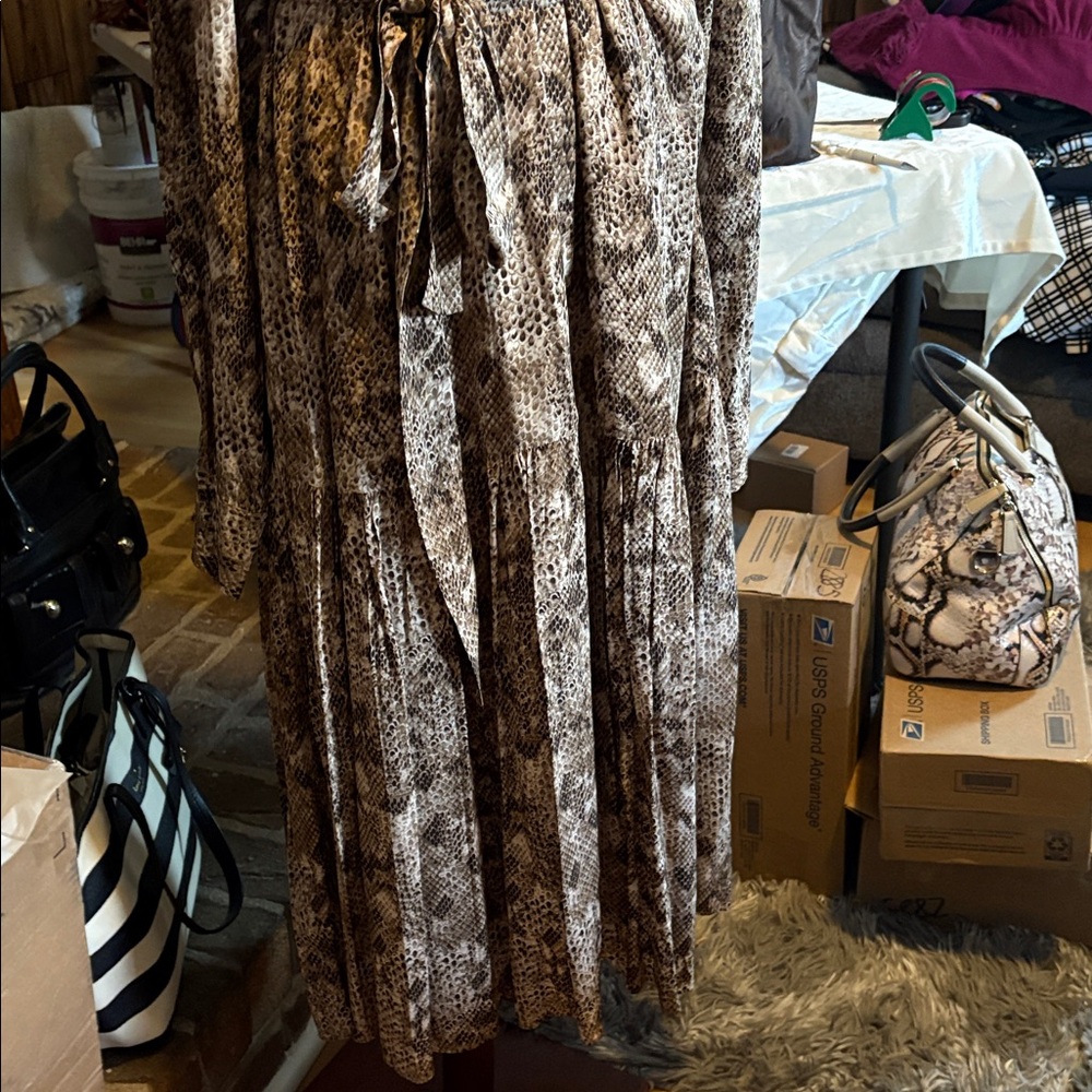 Kobi Halperin Brown Snake Print Midi Dress - Picture 6 of 10